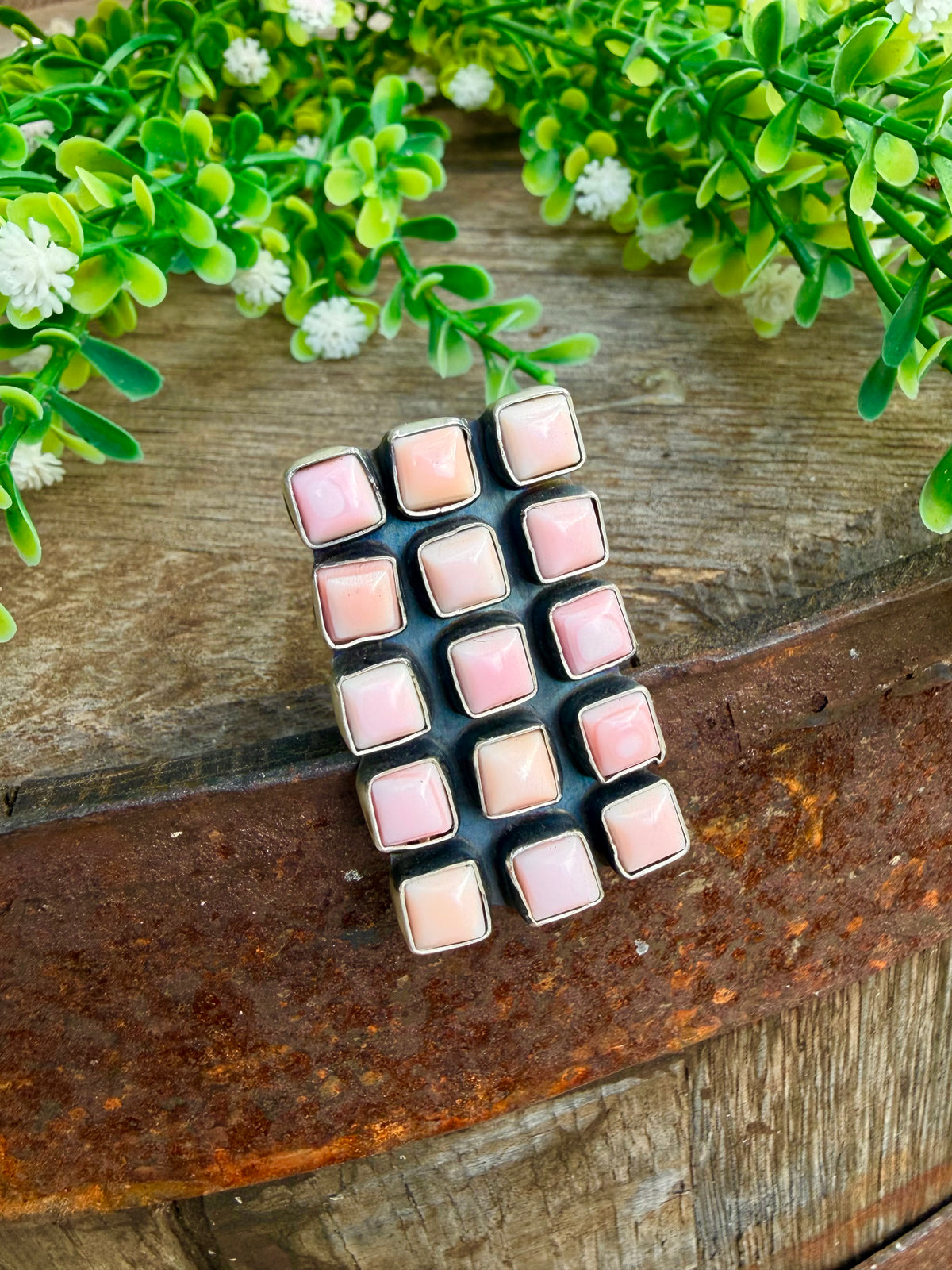 Mega Pink Conch Checker Ring
