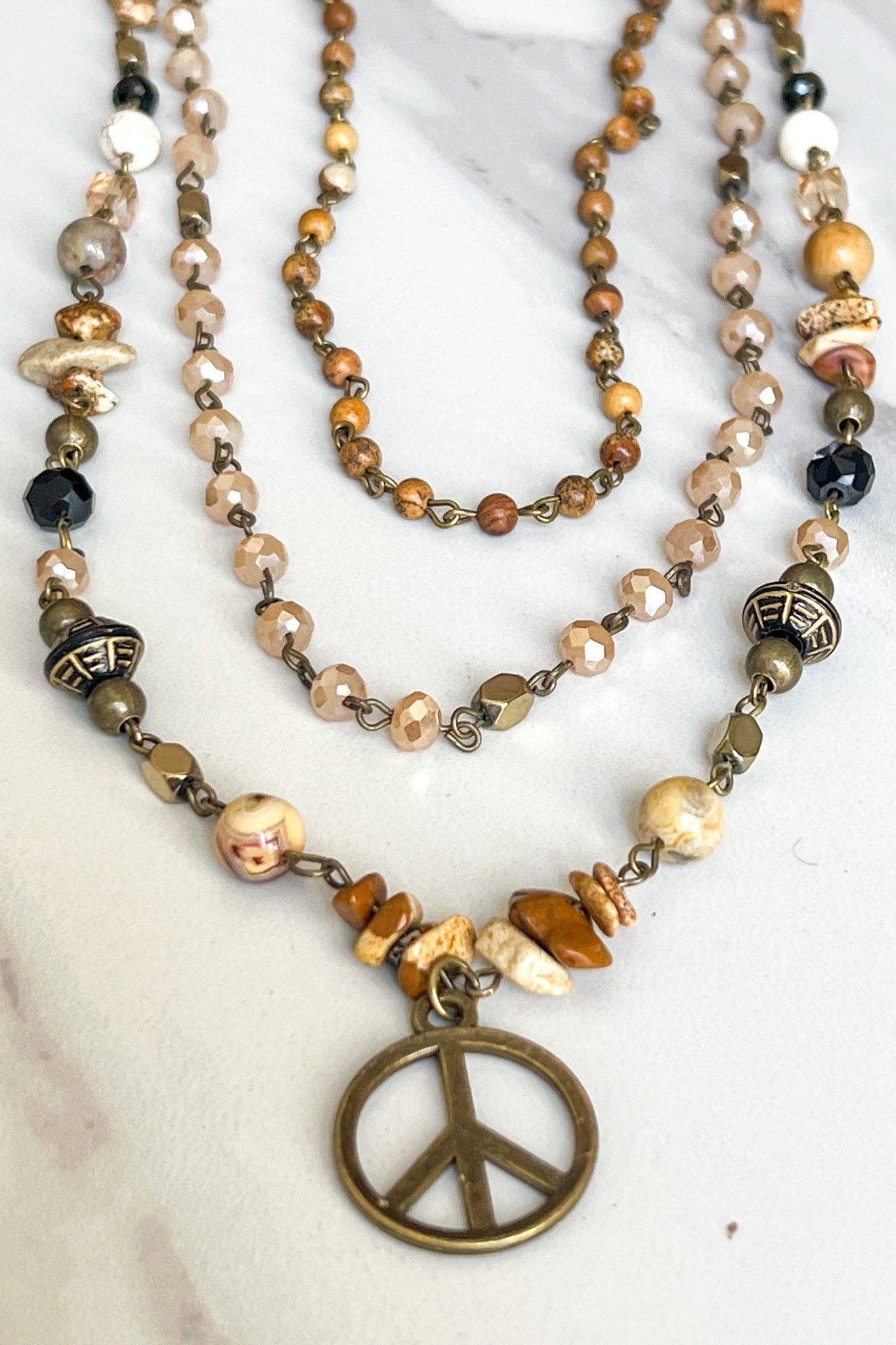 Laurie Beaded Peace Necklace