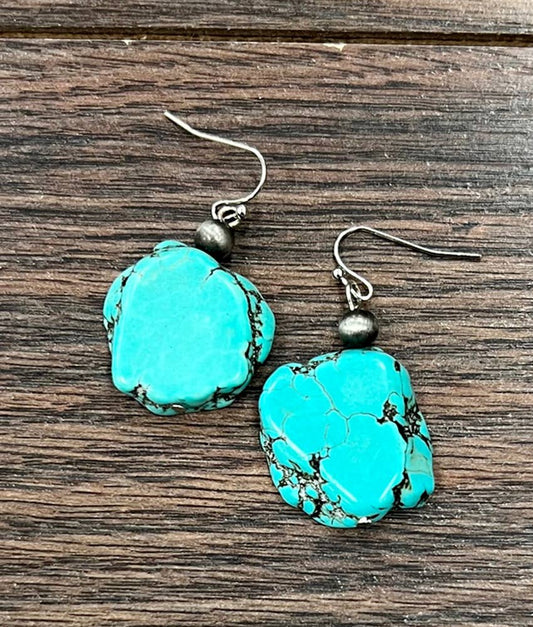 1.2" Turquoise Slab Earrings