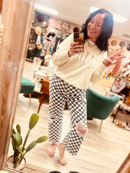 Round the Track Checkered Jeans