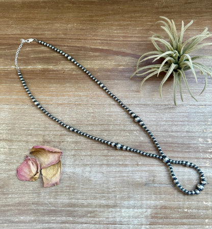 17 inch graduated Sterling Silver Pearls necklace hoop