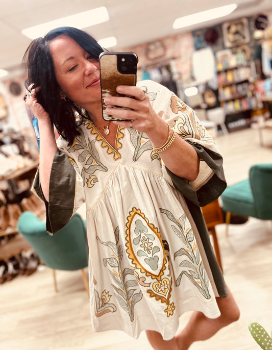Garden Oasis Embroidered Mini Dress