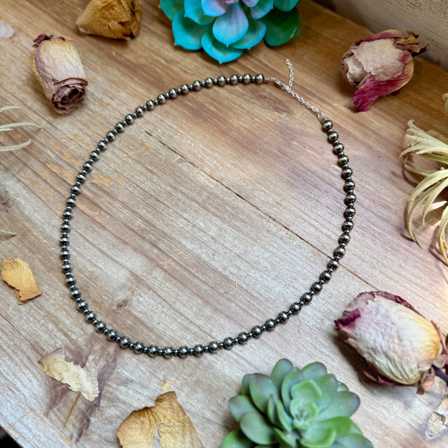 20 inch - Alternating Sterling Silver Pearl Necklace