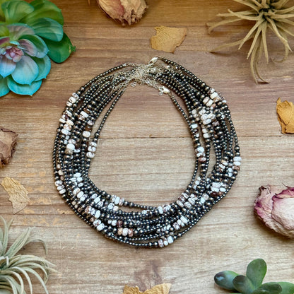 Wild Horse & Sterling Silver Pearl Necklace