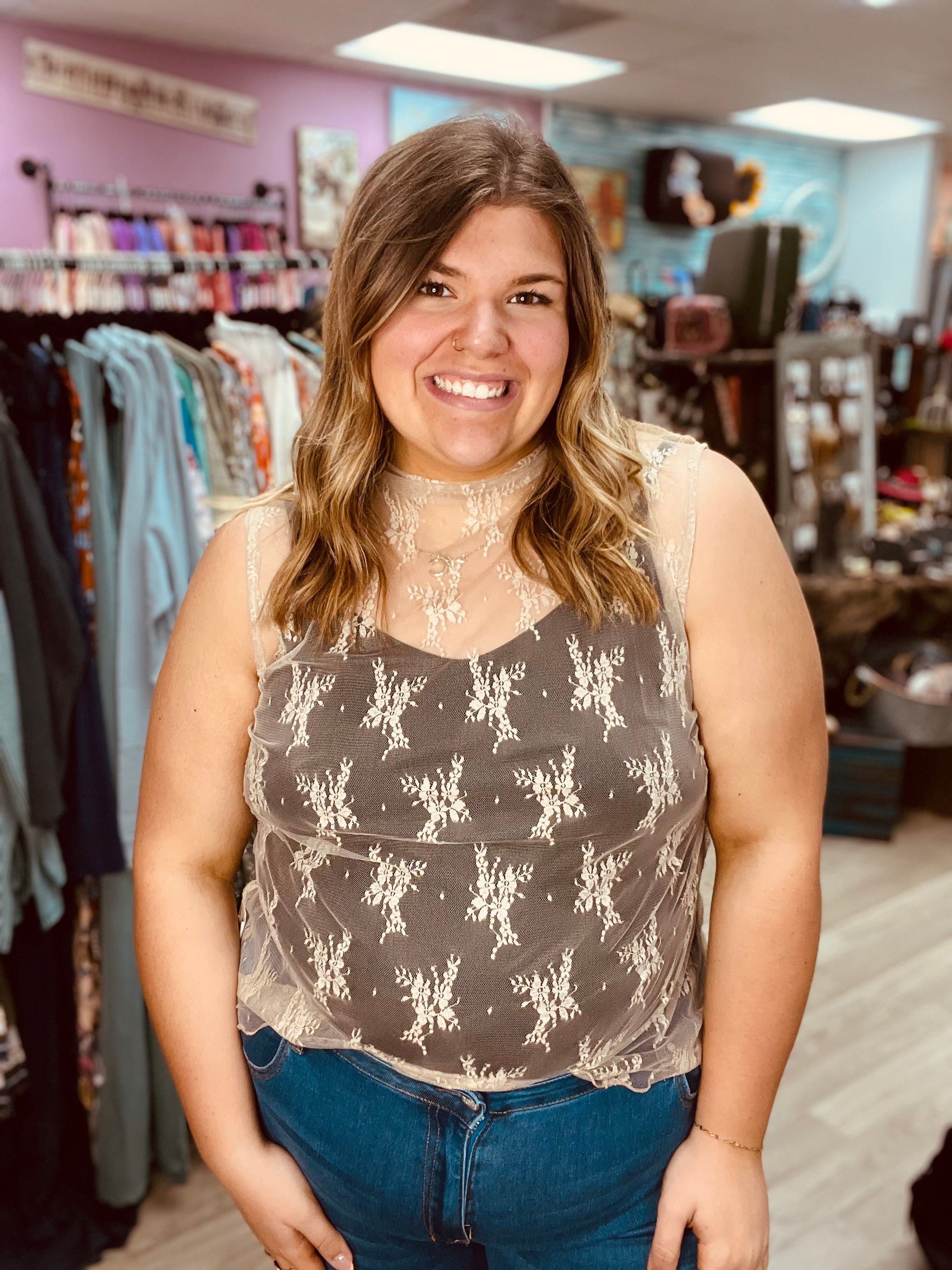 Spicy Sleeveless Lace Top