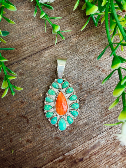 Multi Stone Kingman + Spiny Pendant
