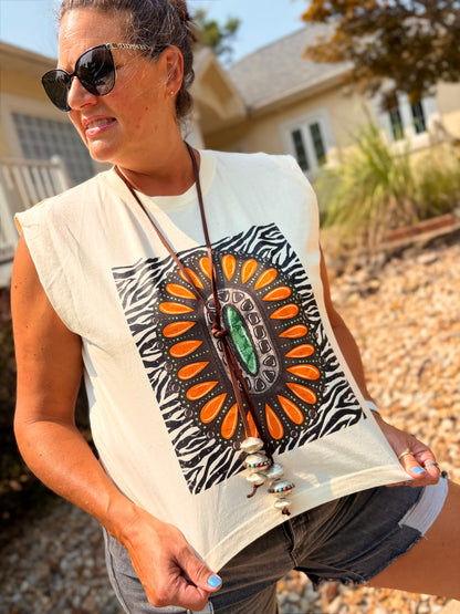 Zebra Turquoise Muscle Tee