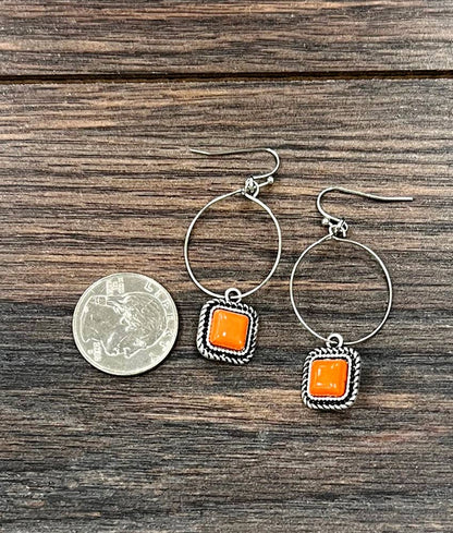 Sunset Orange Hoop Earrings