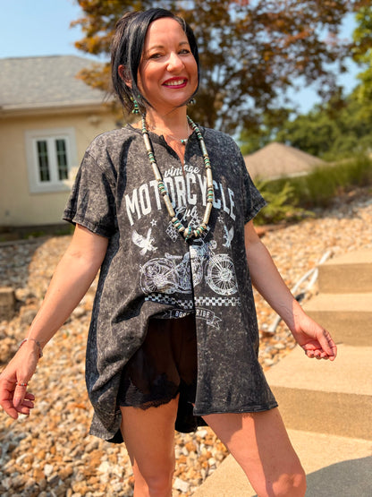 Motorcycle Club Split Tunic Top
