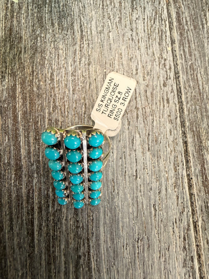 Nathanial Johnson ~ Triple Row Turquoise Ring ~ sz 8