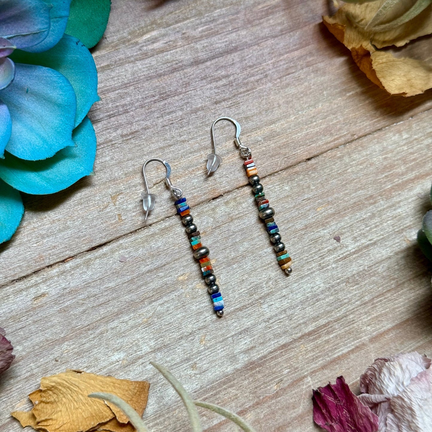 Mixed Stone Cube Earrings