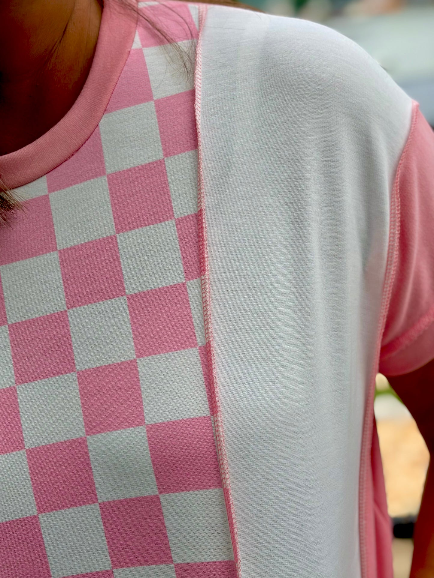 Modern Pink Pony Check Top