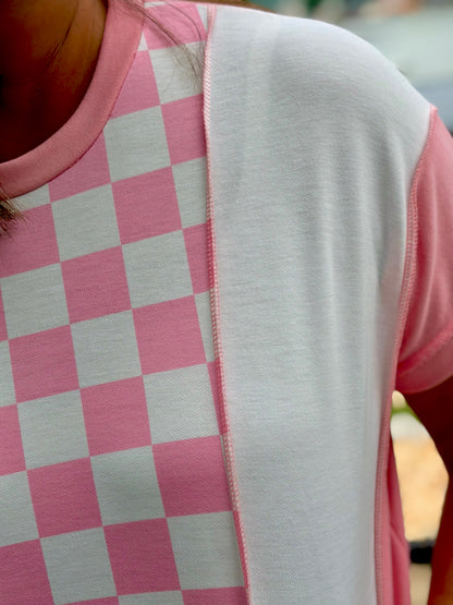 Modern Pink Pony Check Top