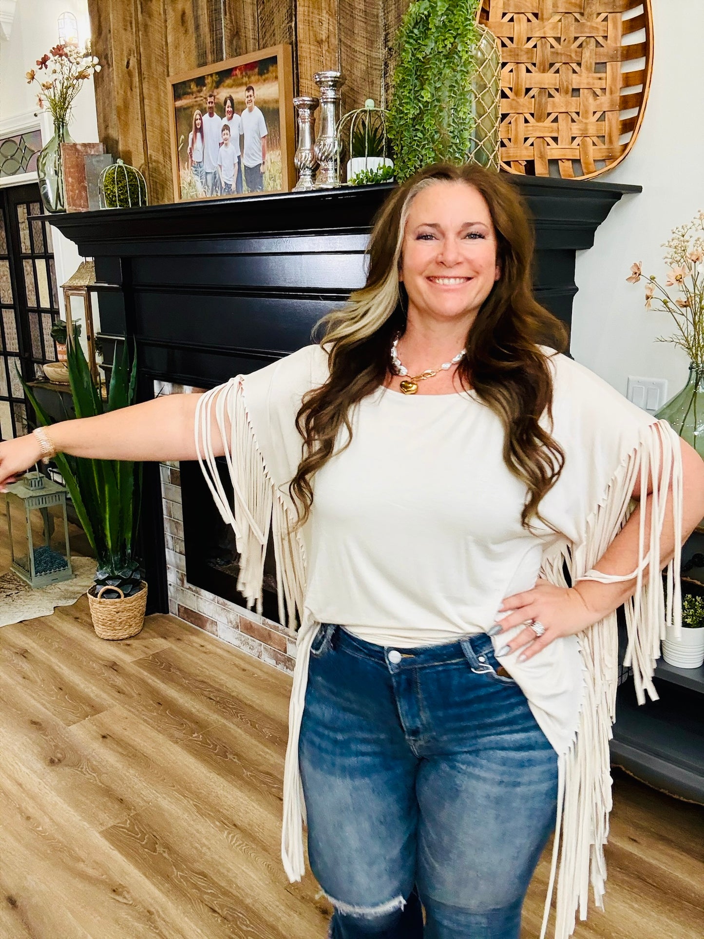 Boho Darlin Fringe Top - Oat