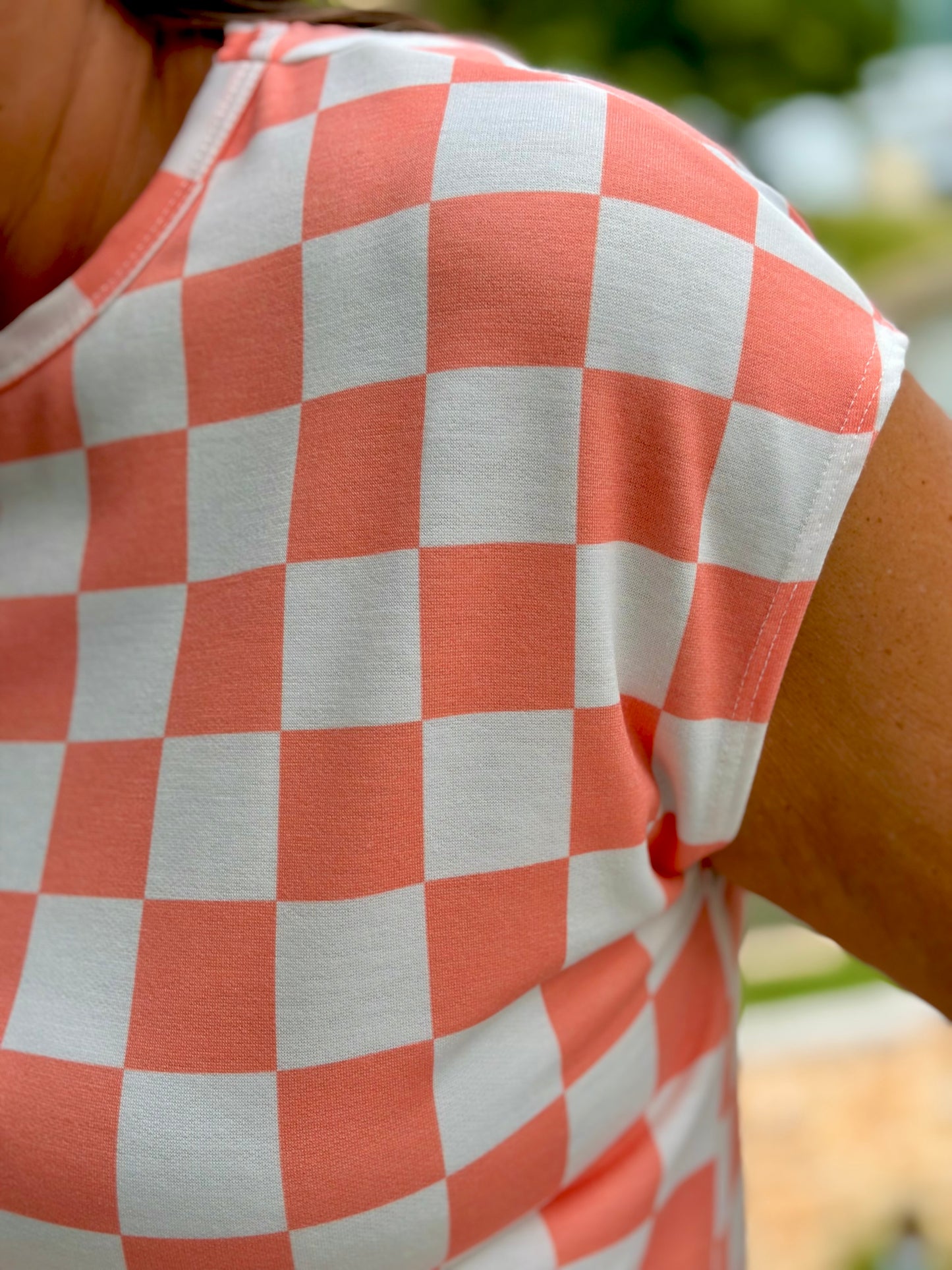 Retro Coral Check Top