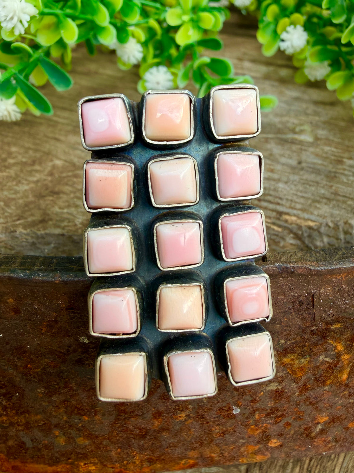 Mega Pink Conch Checker Ring