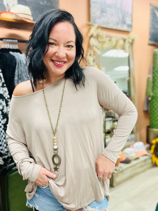 Boho Taupe Crossed Tunic