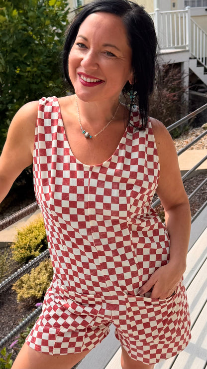 CHECKERD PRINT SHORTS ROMPER