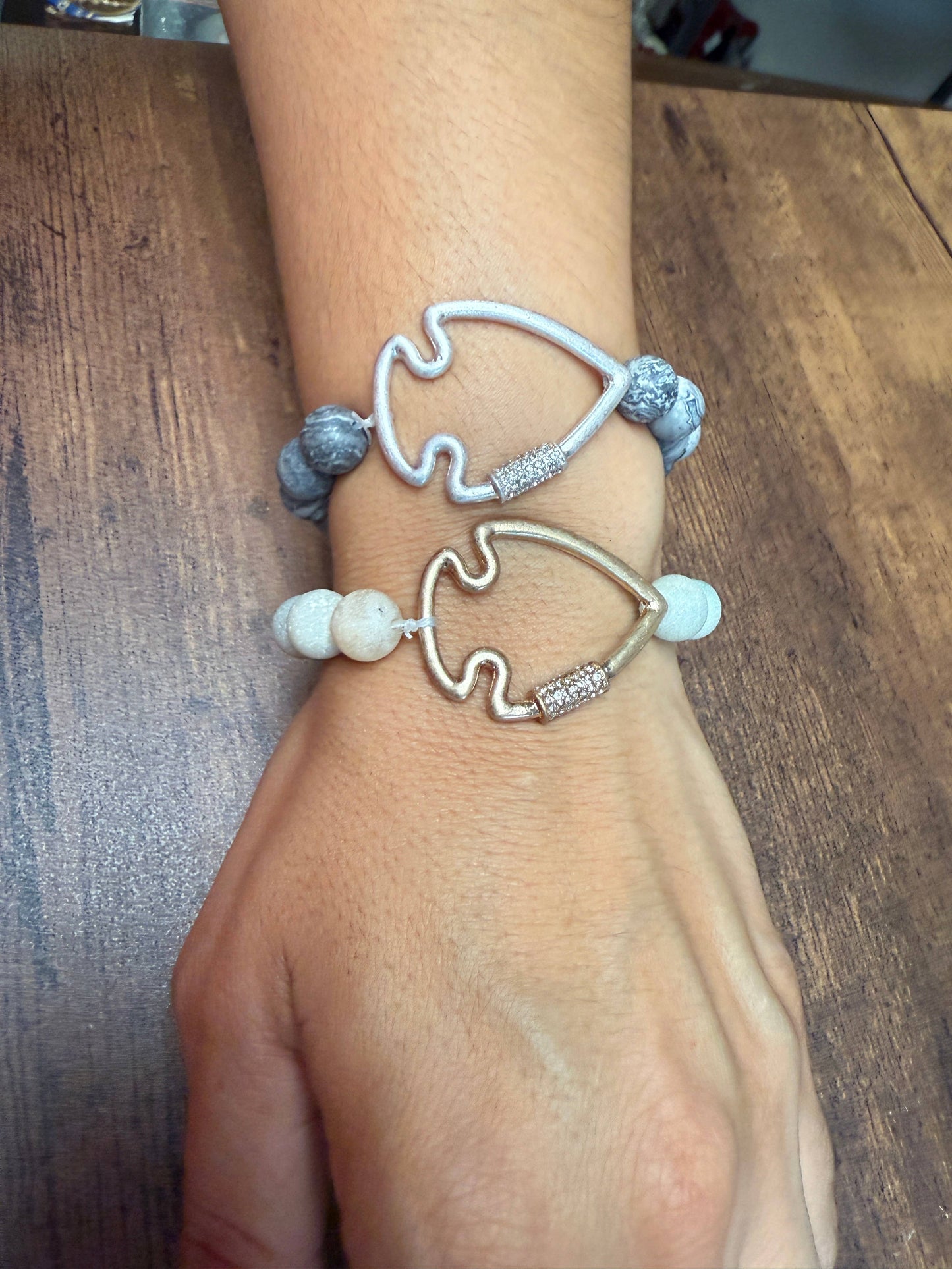 Bling Arrowhead Chunky Stone Stretch Bracelet