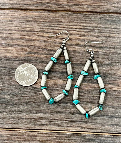 3" Chippy Turquoise Earrings