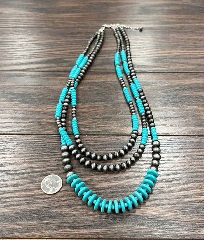 30" Annie Turquoise Bead Necklace
