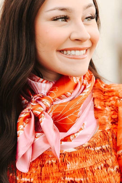 Pink Red Bootstitch Printed Wild Rag