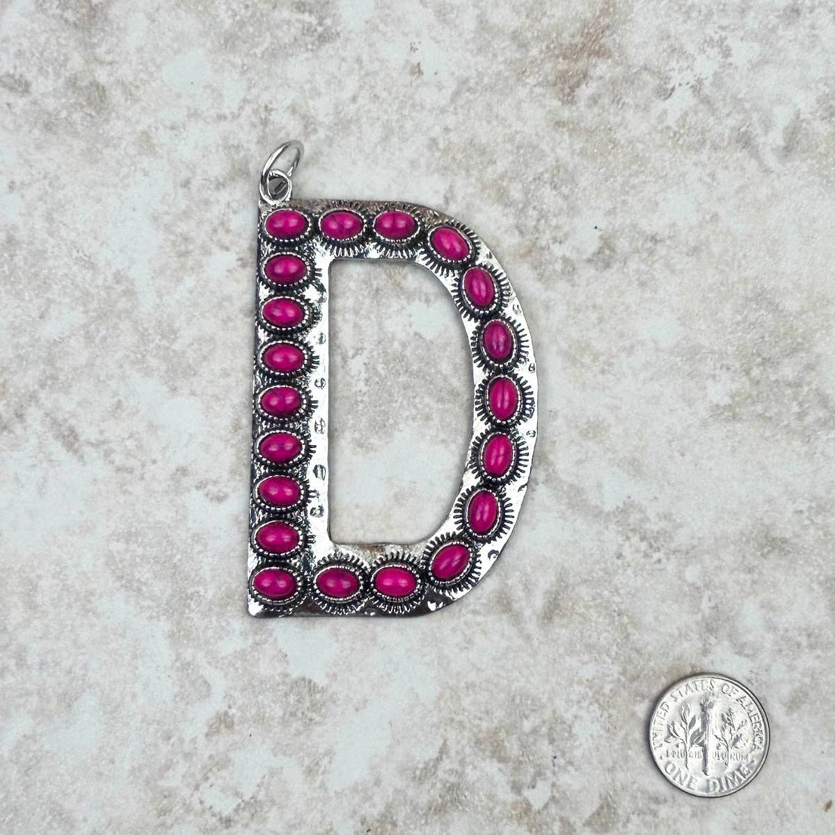 Western Faux Turquoise Initial Pendant