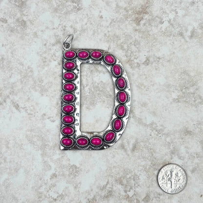 Western Faux Turquoise Initial Pendant