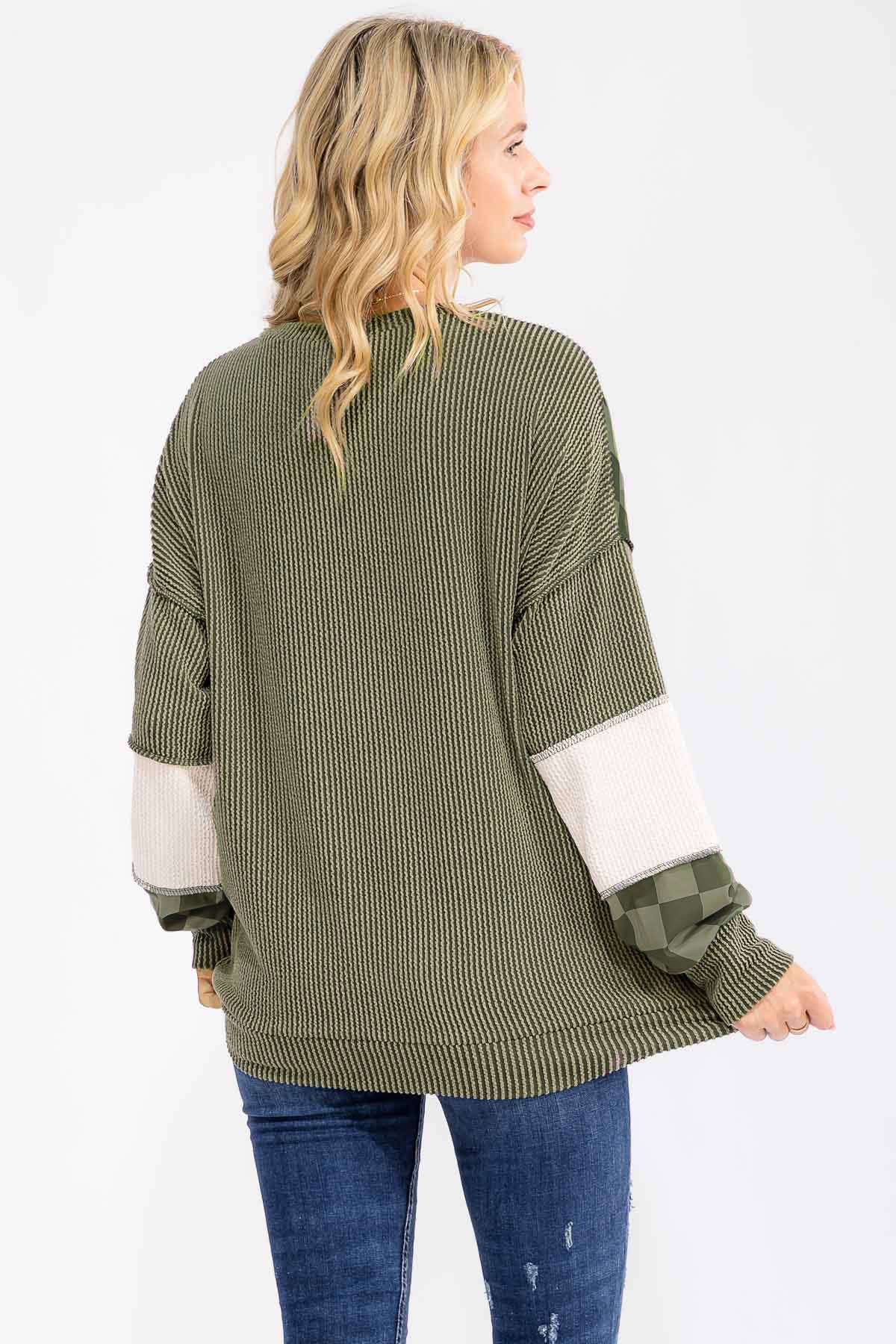 Patch & Check Ribbed Top