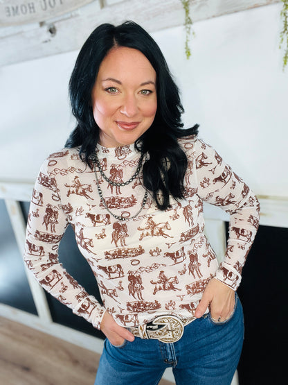 Wild & Western Velvet Mesh Top