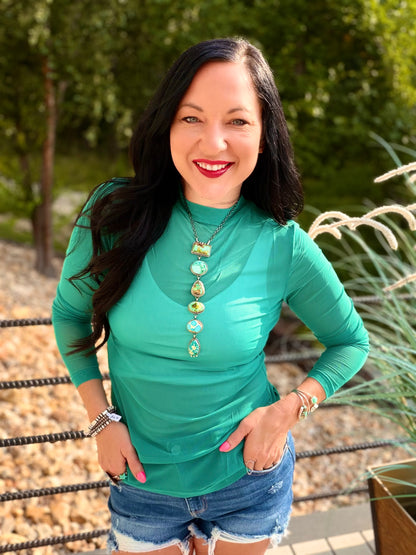Meshed Out in Turquoise Top