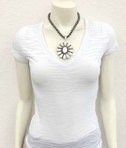 16" White Squash Turquoise Necklace