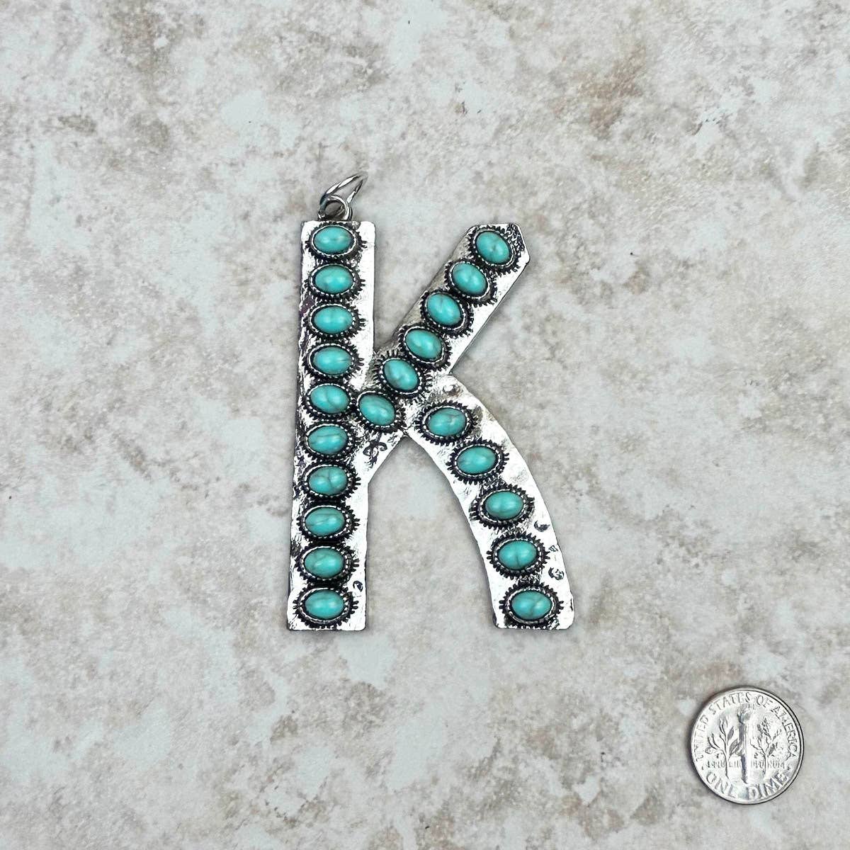 Western Faux Turquoise Initial Pendant