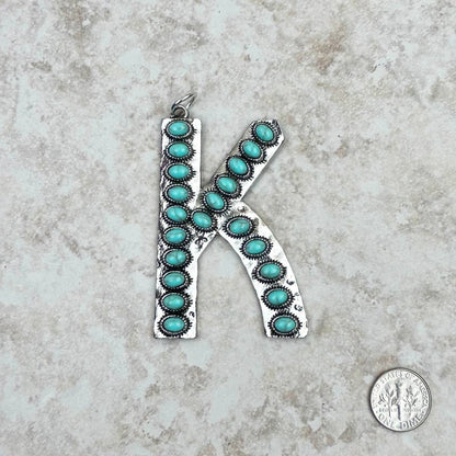 Western Faux Turquoise Initial Pendant