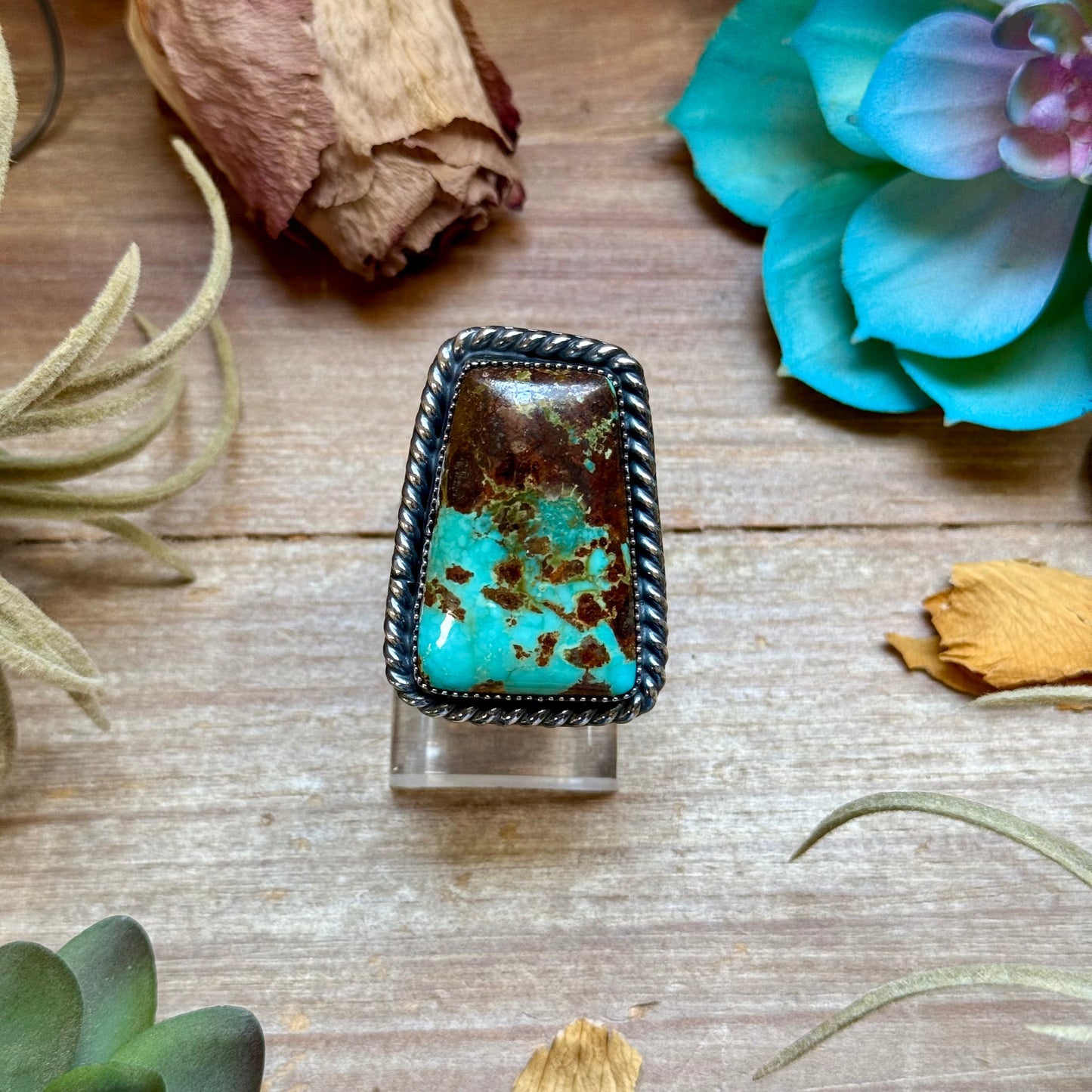 MJ Ring Trapezoid Turquoise Sterling Silver