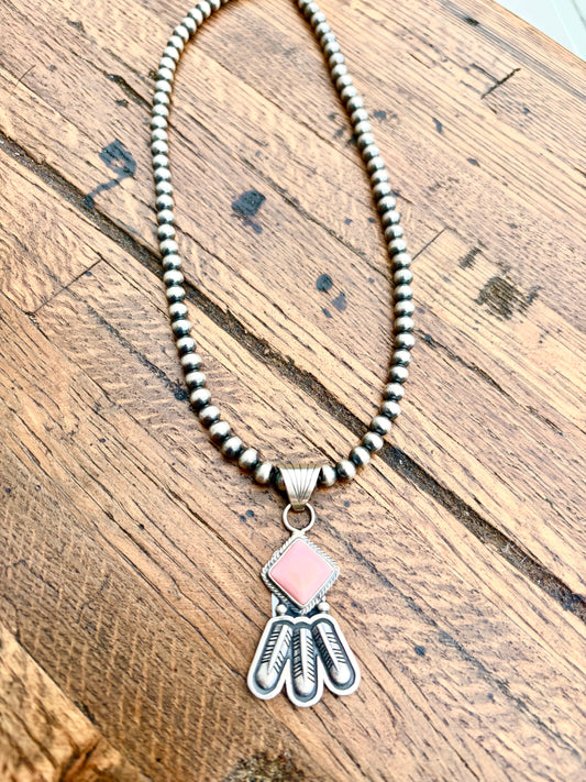 Pink Conch Feather Necklace - McCarthy