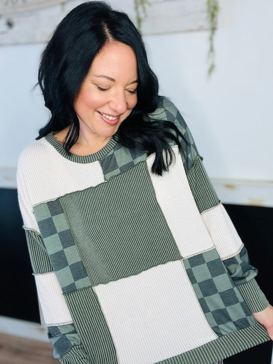 Patch & Check Ribbed Top