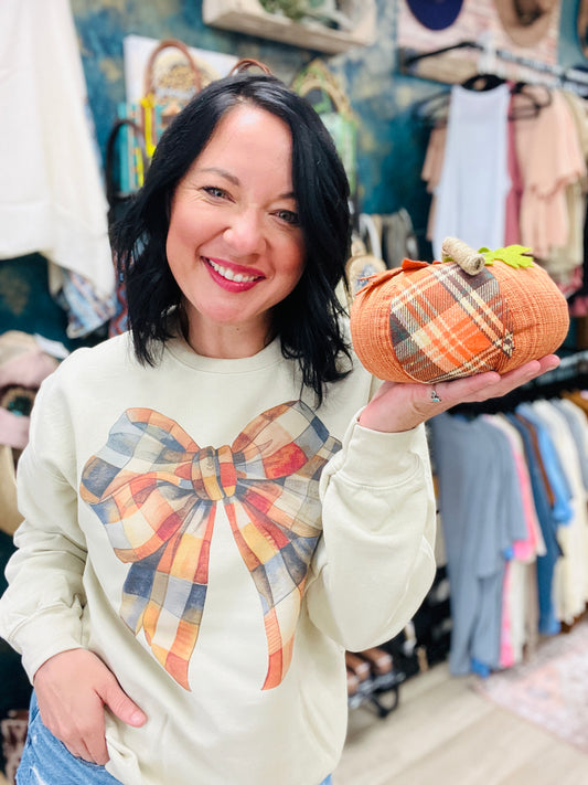 The Autumn Plaid Bow Crewneck