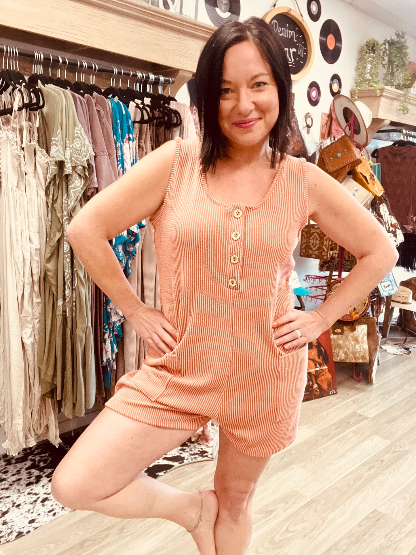 Terracotta Ribbed Romper
