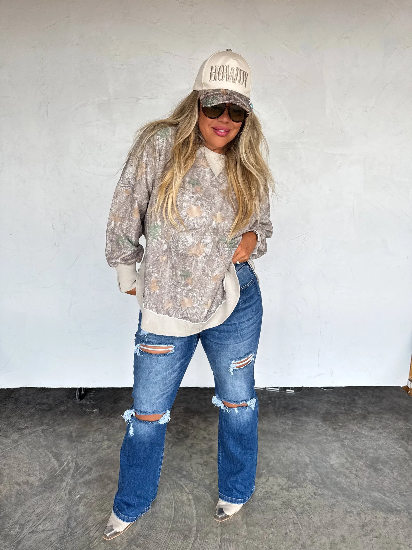 Joss Camo Rounded Crewneck