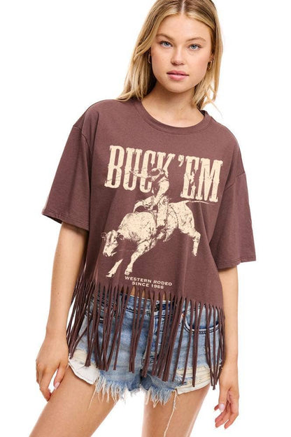 Buck 'Em Western Fringe Tee