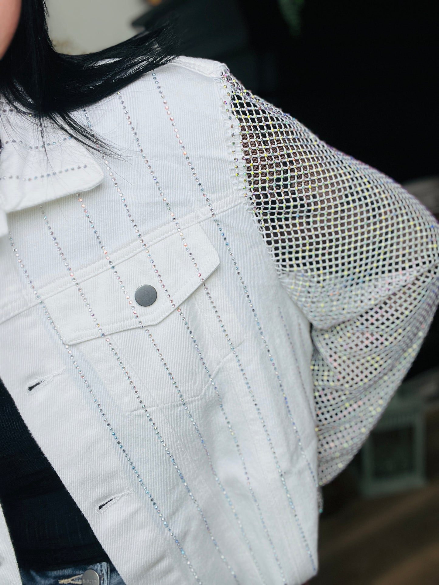 Rhinestone Gypsy Groove Jacket - Ivory