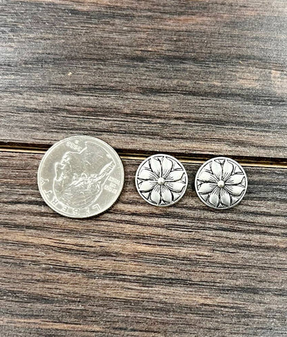 14mm Floral Concho Stud Earrings