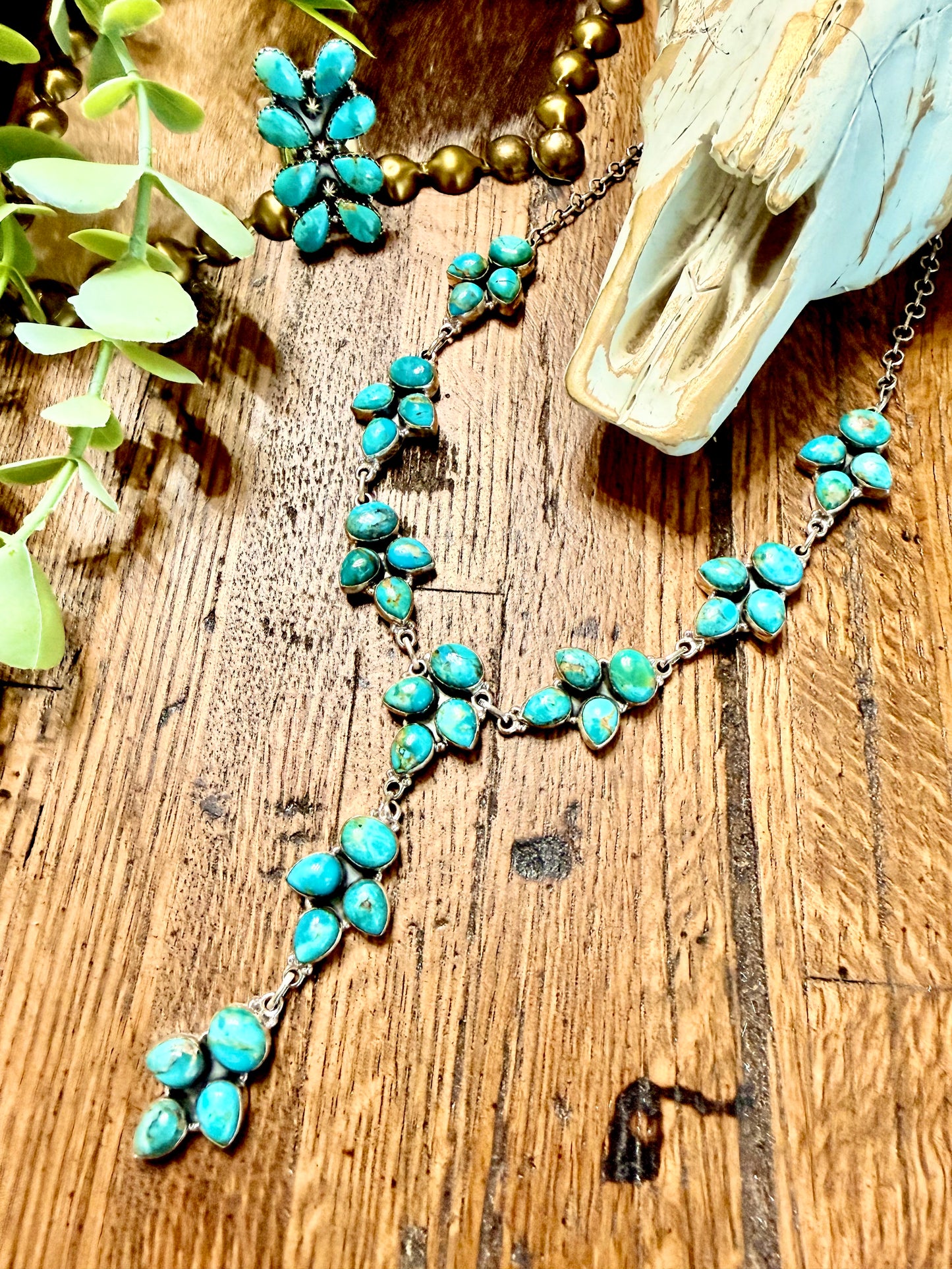Teardrop Kingman Lariat Necklace