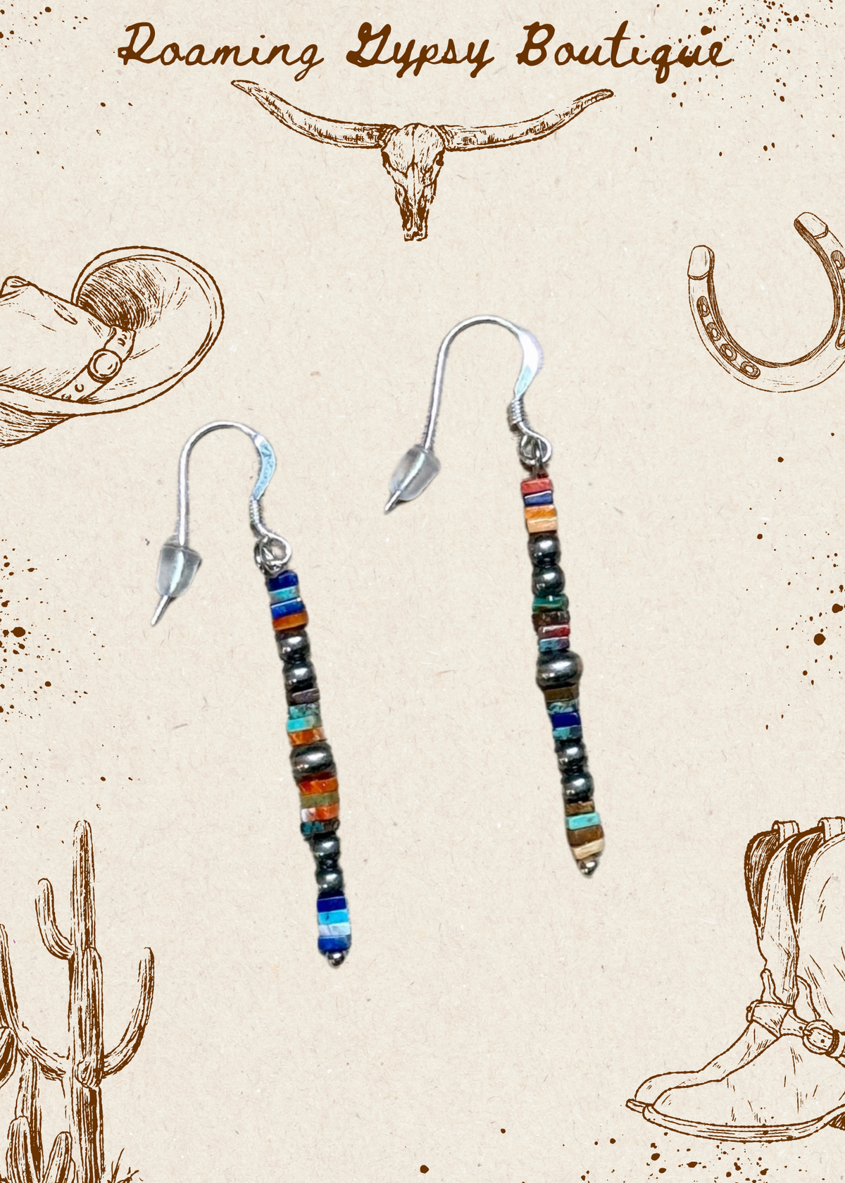 Mixed Stone Cube Earrings