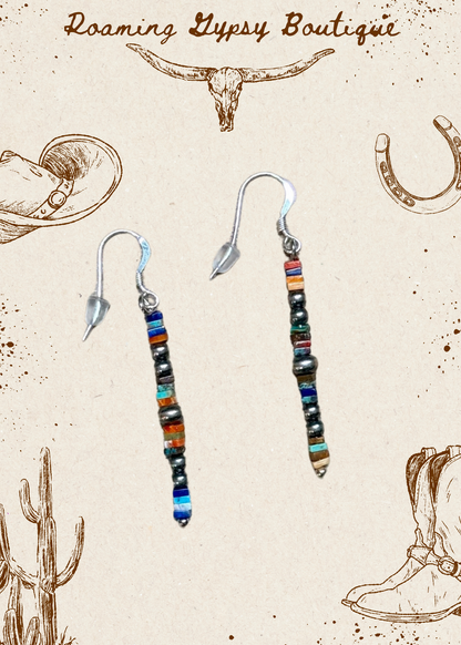 Mixed Stone Cube Earrings