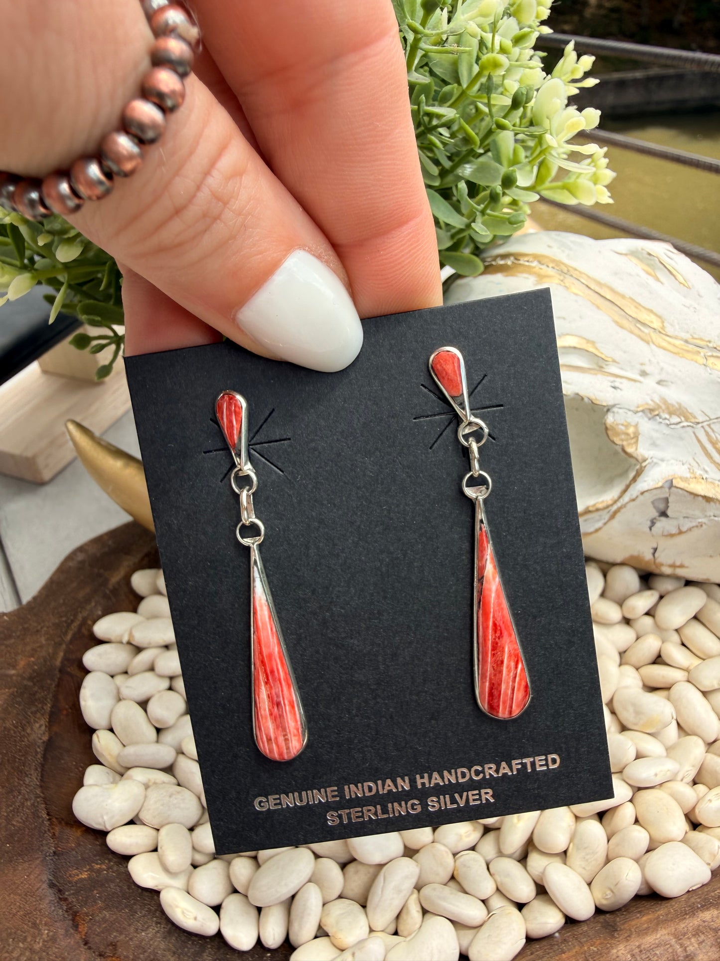 Angela Gasper - Zuni Spiny Red Earrings