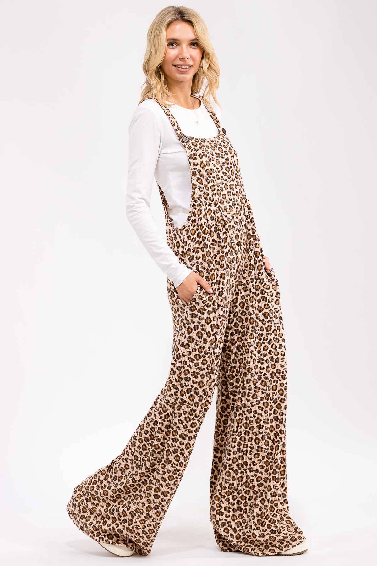 Lucy Leopard Wide Leg Overalls