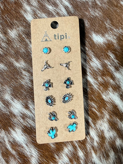 6 Pc. Western Earring Sets