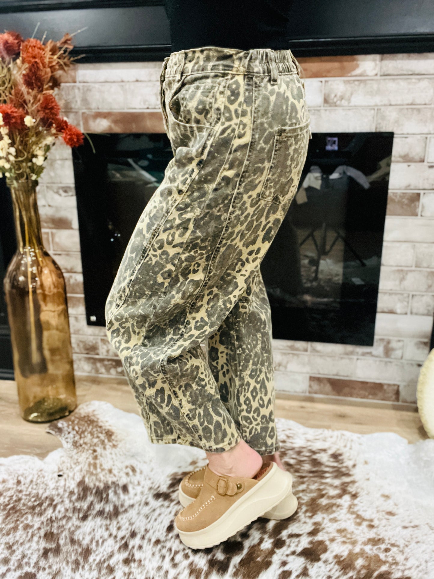 Luxe Leopard Barrel Jean